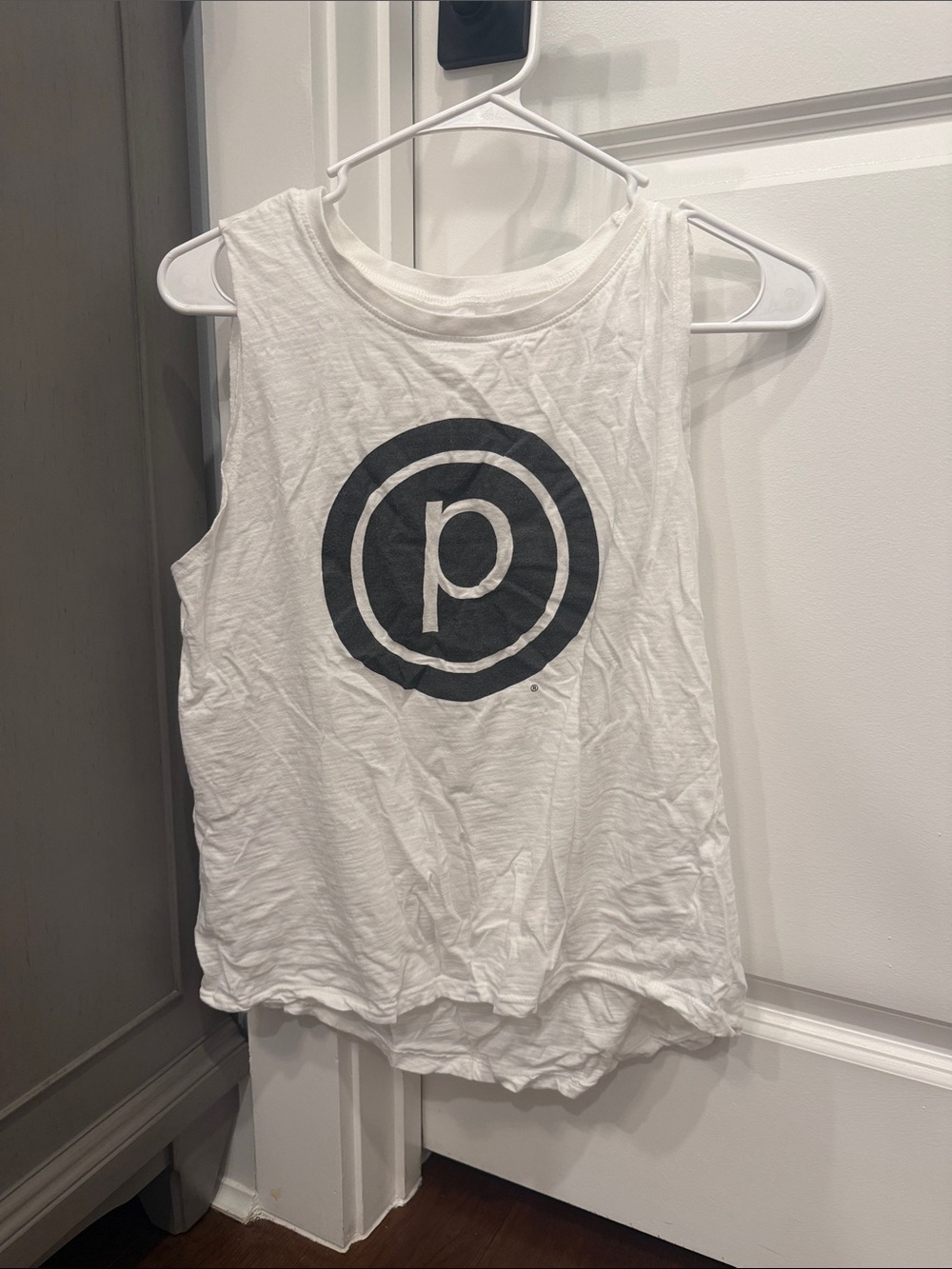 Pure Barre White Tank Top with Black Logo